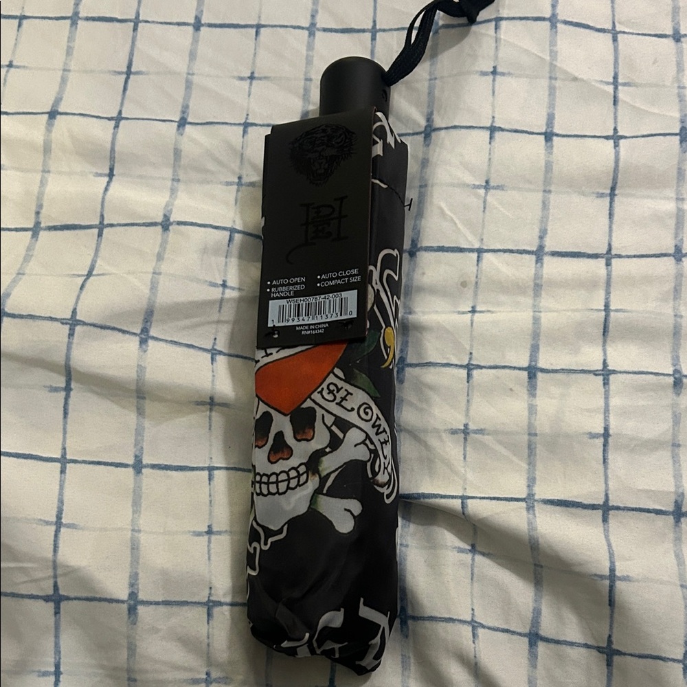Ed Hardy Skull Print Black Umbrella